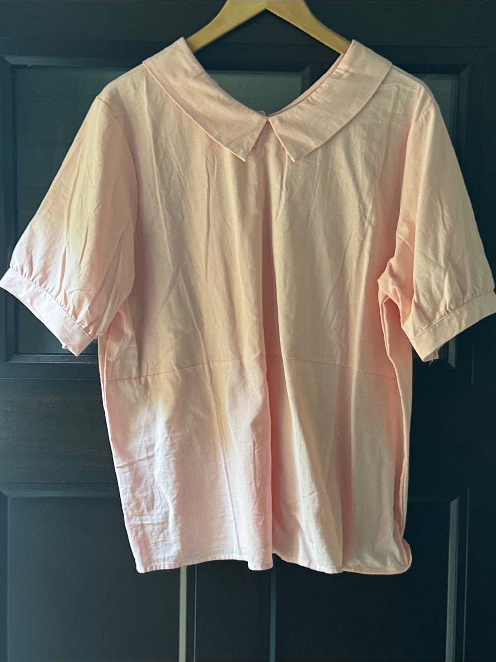 Light Pink Short Sleeve Blouse with Peter Pan Collar